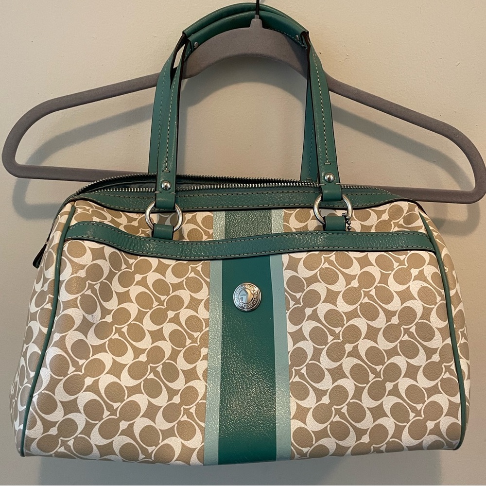 Authentic Coach Chelsea Heritage Signature Collection Stripe Handbag - F15132